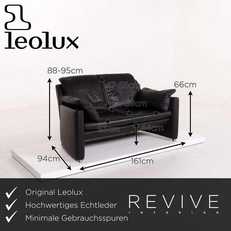 Leolux Fidamigo Leder Sofa Schwarz Zweisitzer Couch 