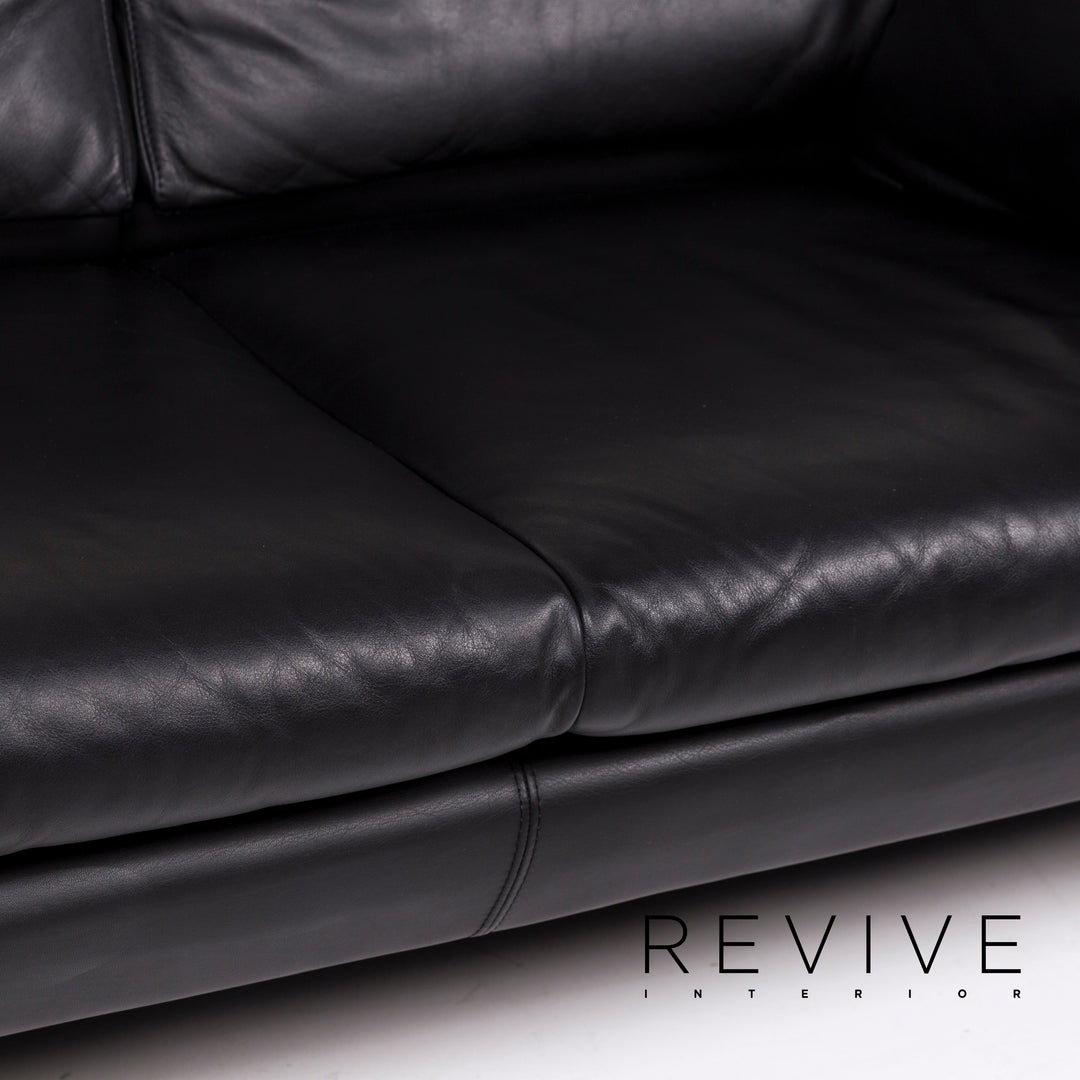Leolux Fidamigo Leather Sofa Black Two Seater Couch #12450