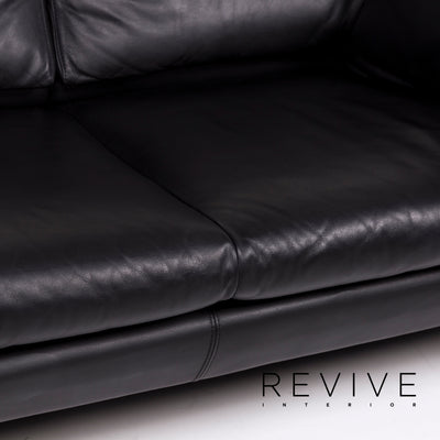Leolux Fidamigo Leder Sofa Schwarz Zweisitzer Couch #12450