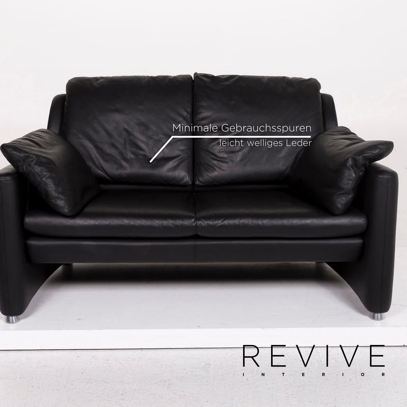 Leolux Fidamigo Leder Sofa Schwarz Zweisitzer Couch 