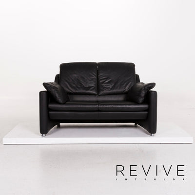Leolux Fidamigo Leder Sofa Schwarz Zweisitzer Couch #12450