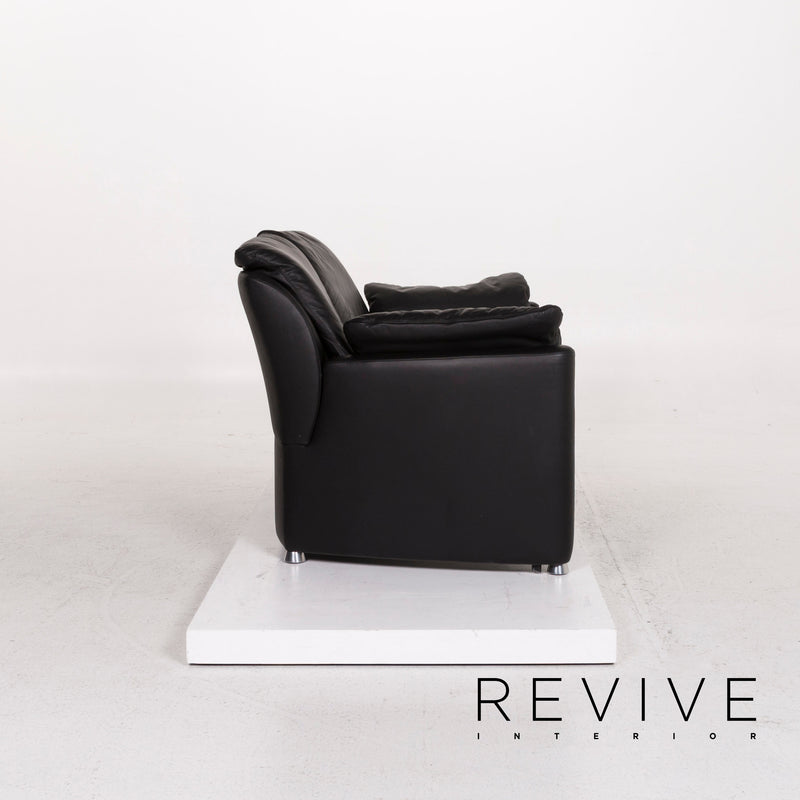 Leolux Fidamigo Leder Sofa Schwarz Zweisitzer Couch 