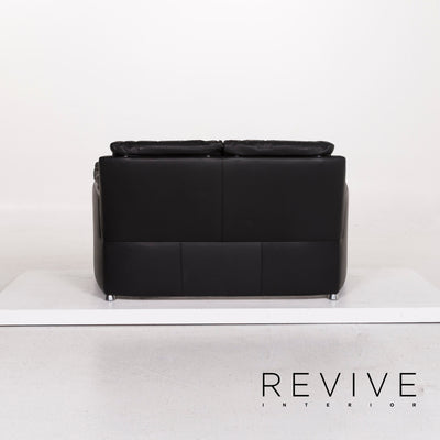Leolux Fidamigo Leder Sofa Schwarz Zweisitzer Couch #12450