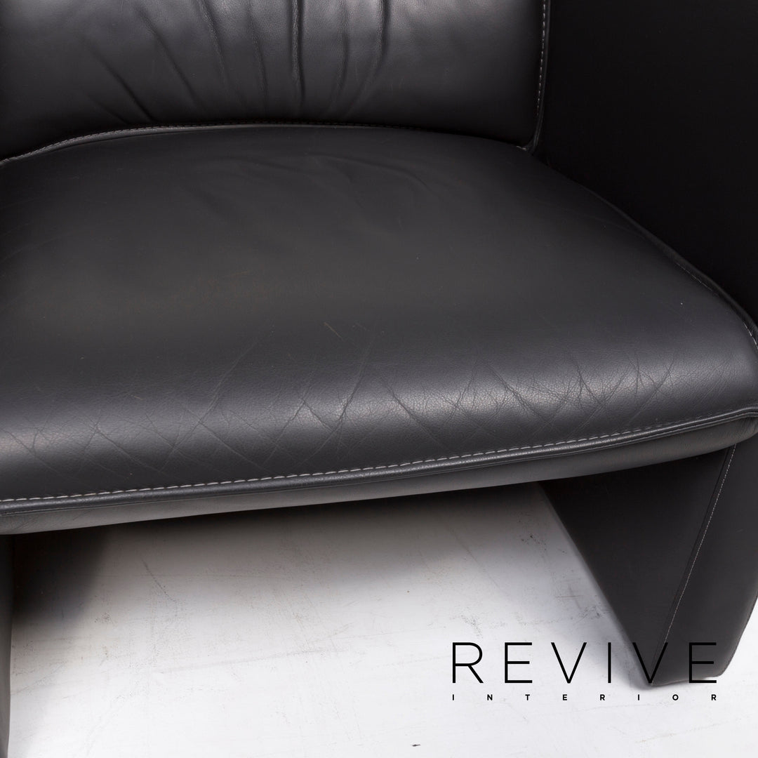 Leolux Fiebo 886 leather armchair set anthracite gray 1x armchair 1x stool #13106
