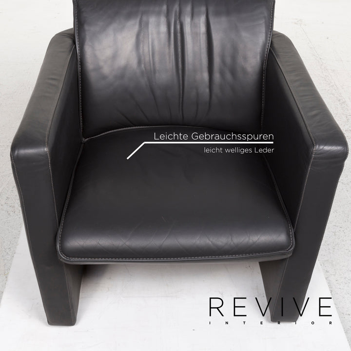 Leolux Fiebo 886 leather armchair set anthracite gray 1x armchair 1x stool #13106