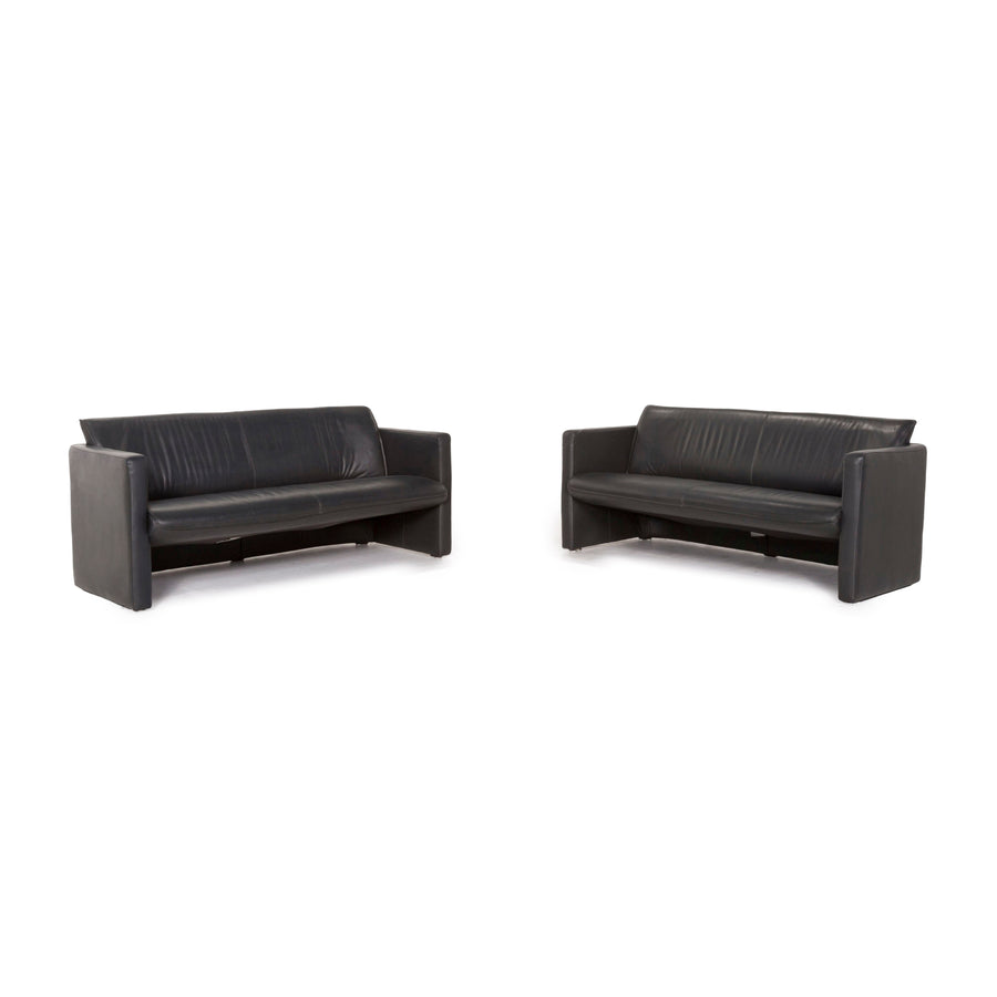 Leolux Fiebo 886 leather sofa set anthracite gray 2x two-seater #13084