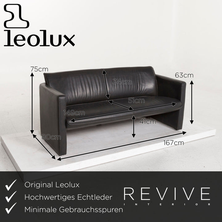 Leolux Fiebo 886 leather sofa set anthracite gray 2x two-seater #13084