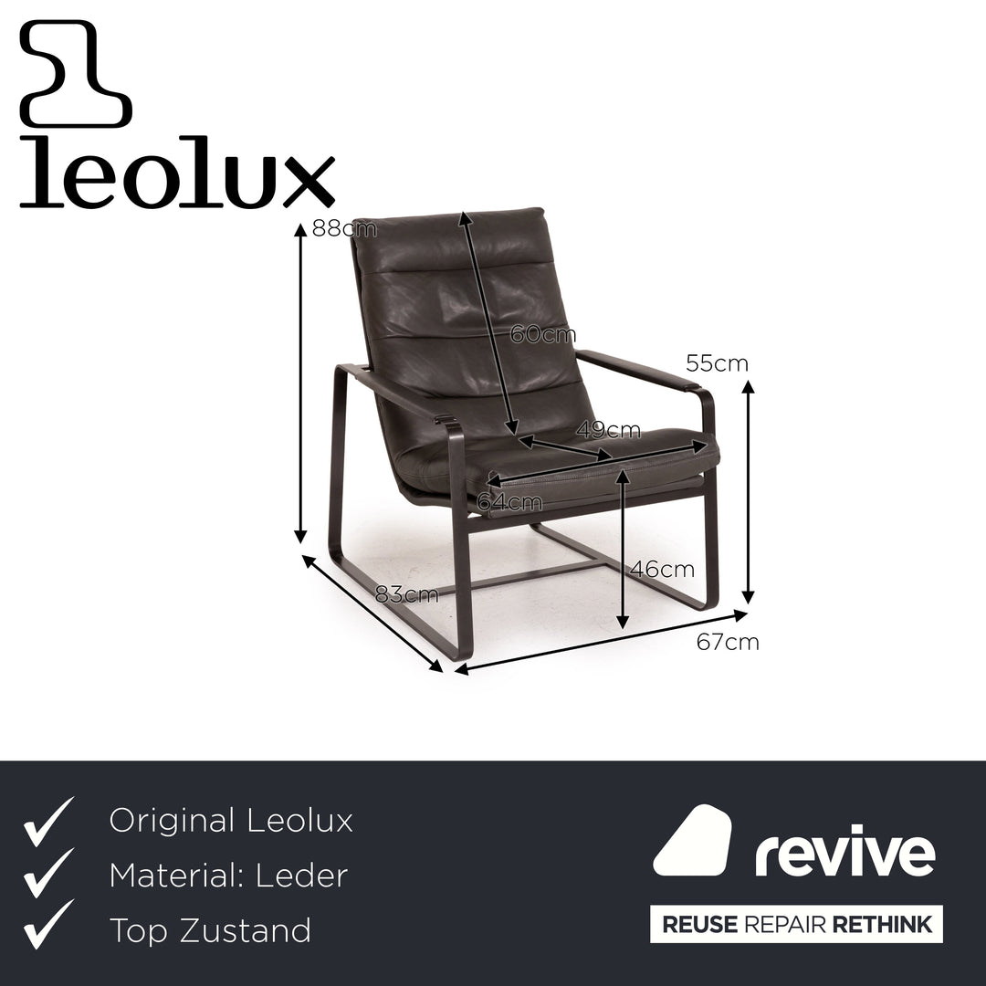 Leolux Indra leather armchair grey
