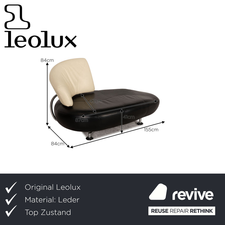 Leolux Kikko Leather Two Seater Black White Sofa Couch