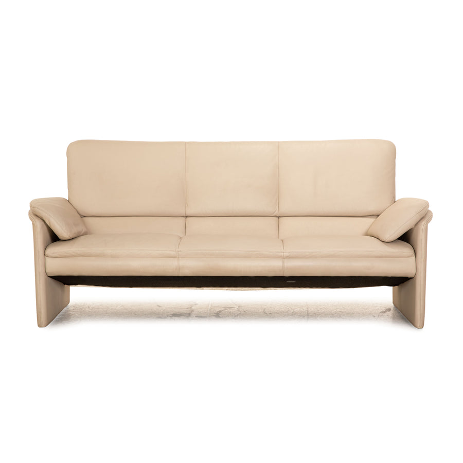 Leolux Leather Three Seater Beige Sofa Couch