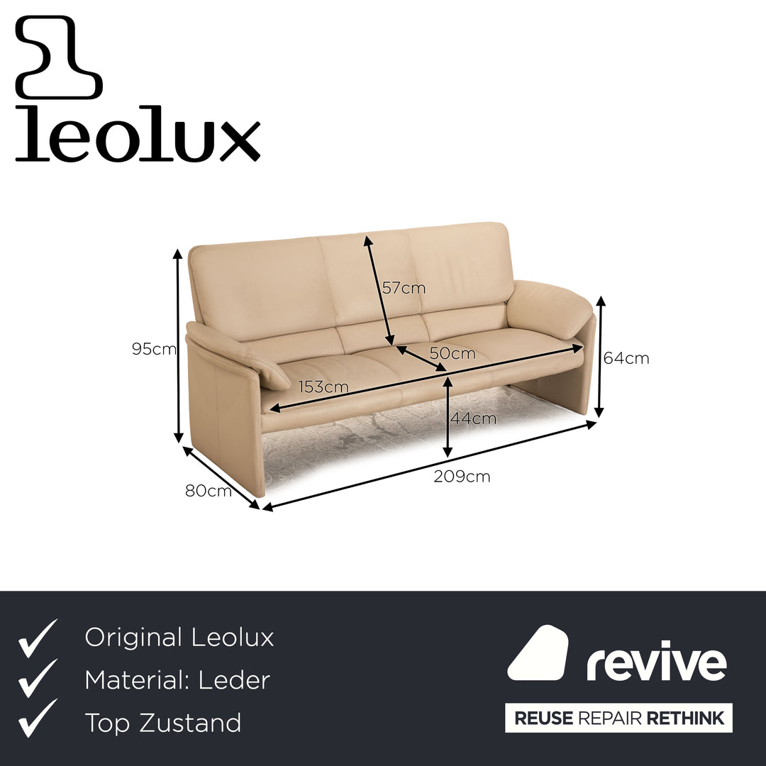 Leolux Leder Dreisitzer Beige Sofa Couch