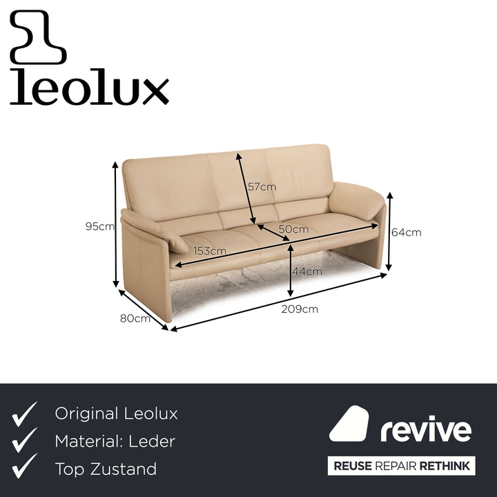 Leolux Leder Dreisitzer Beige Sofa Couch