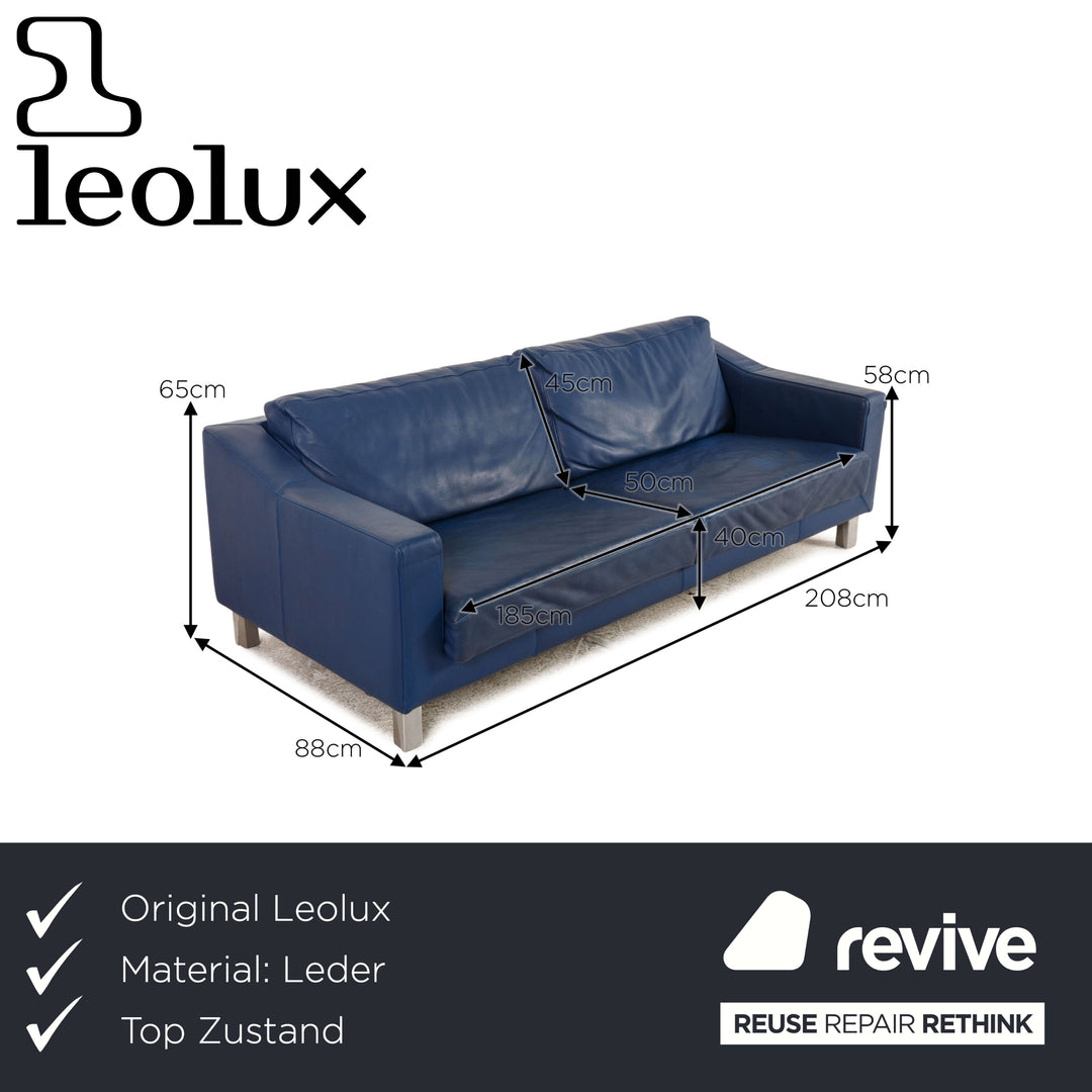 Leolux Leder Dreisitzer Blau Sofa Couch
