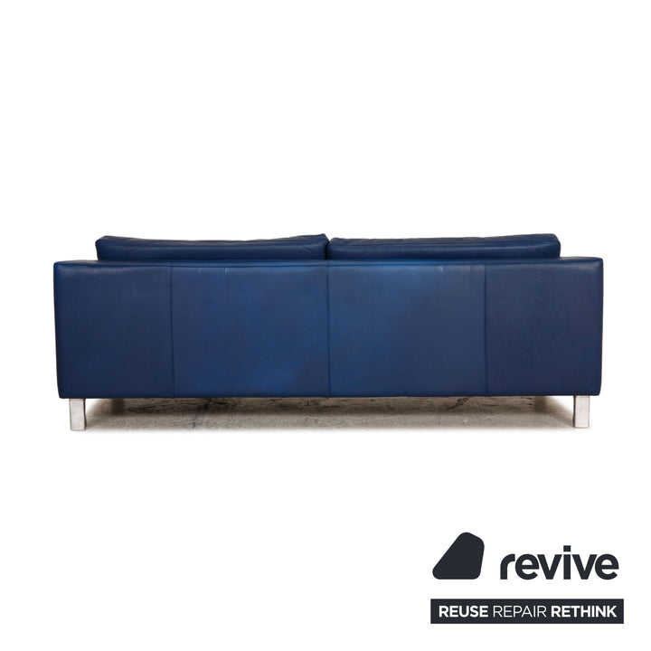 Leolux Leder Dreisitzer Blau Sofa Couch