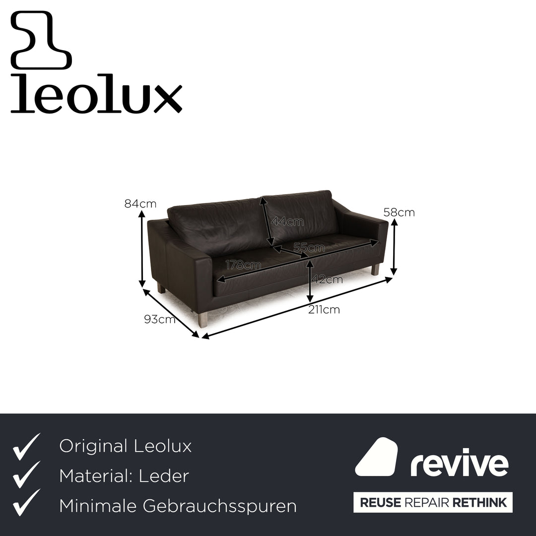 Leolux Leder Dreisitzer Grau Anthrazit Sofa Couch