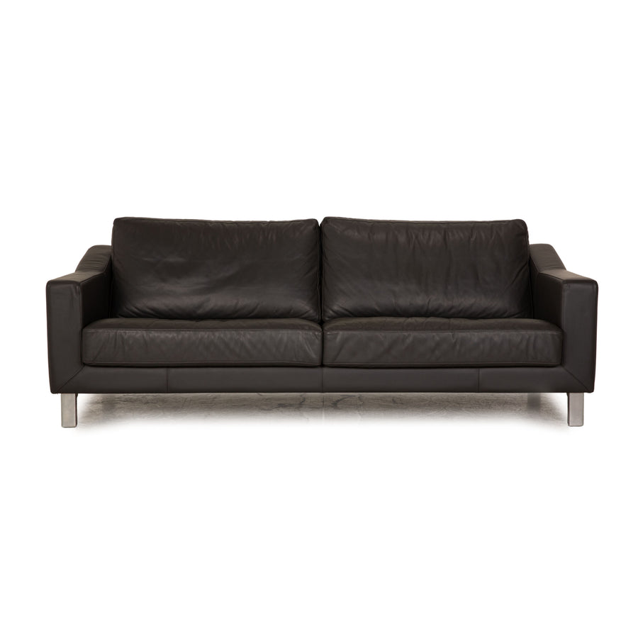 Leolux leather three-seater gray anthracite sofa couch