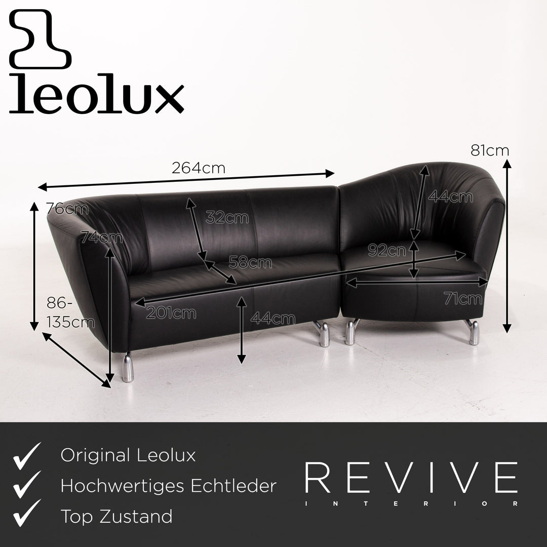 Leolux Leder Ecksofa Schwarz Sofa Couch #14324