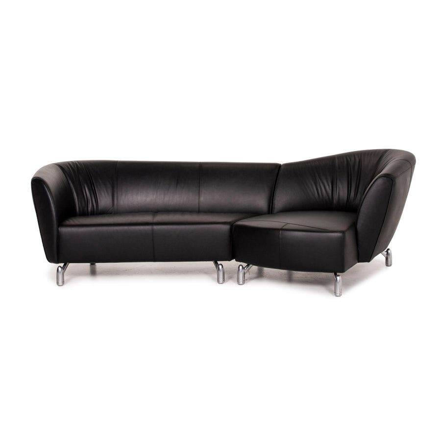 Leolux Leather Corner Sofa Black Sofa Couch #14324