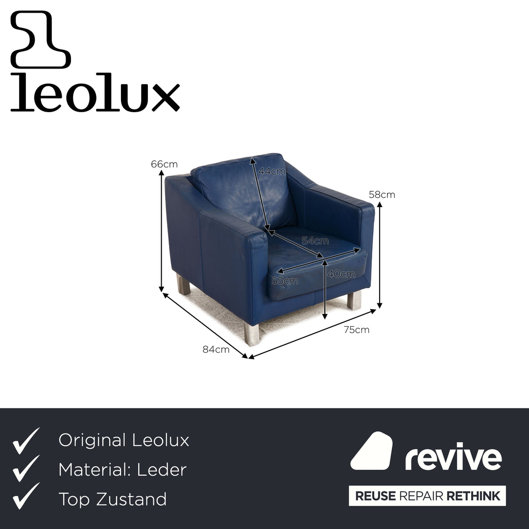 Leolux leather armchair blue