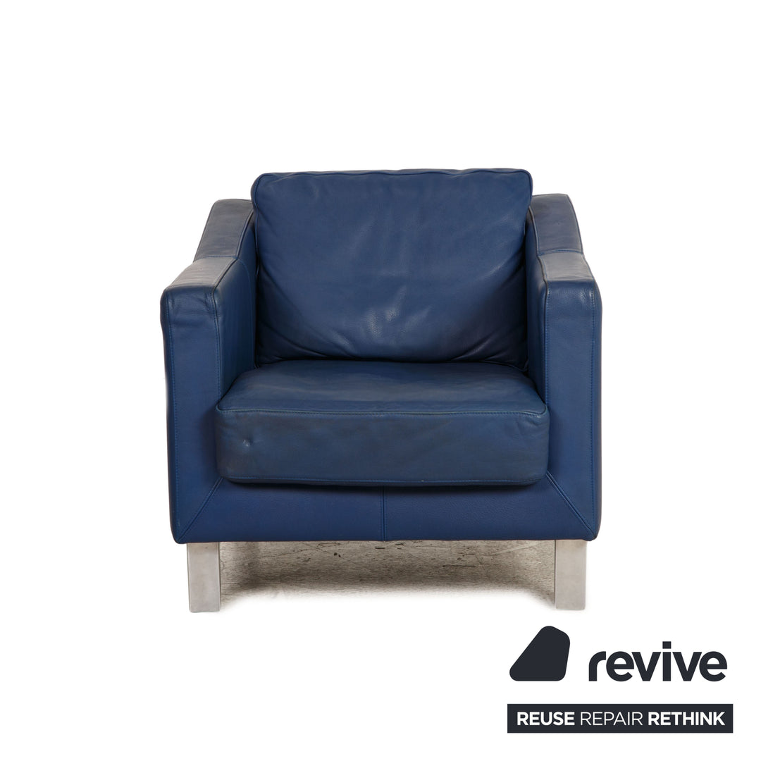 Leolux leather armchair blue