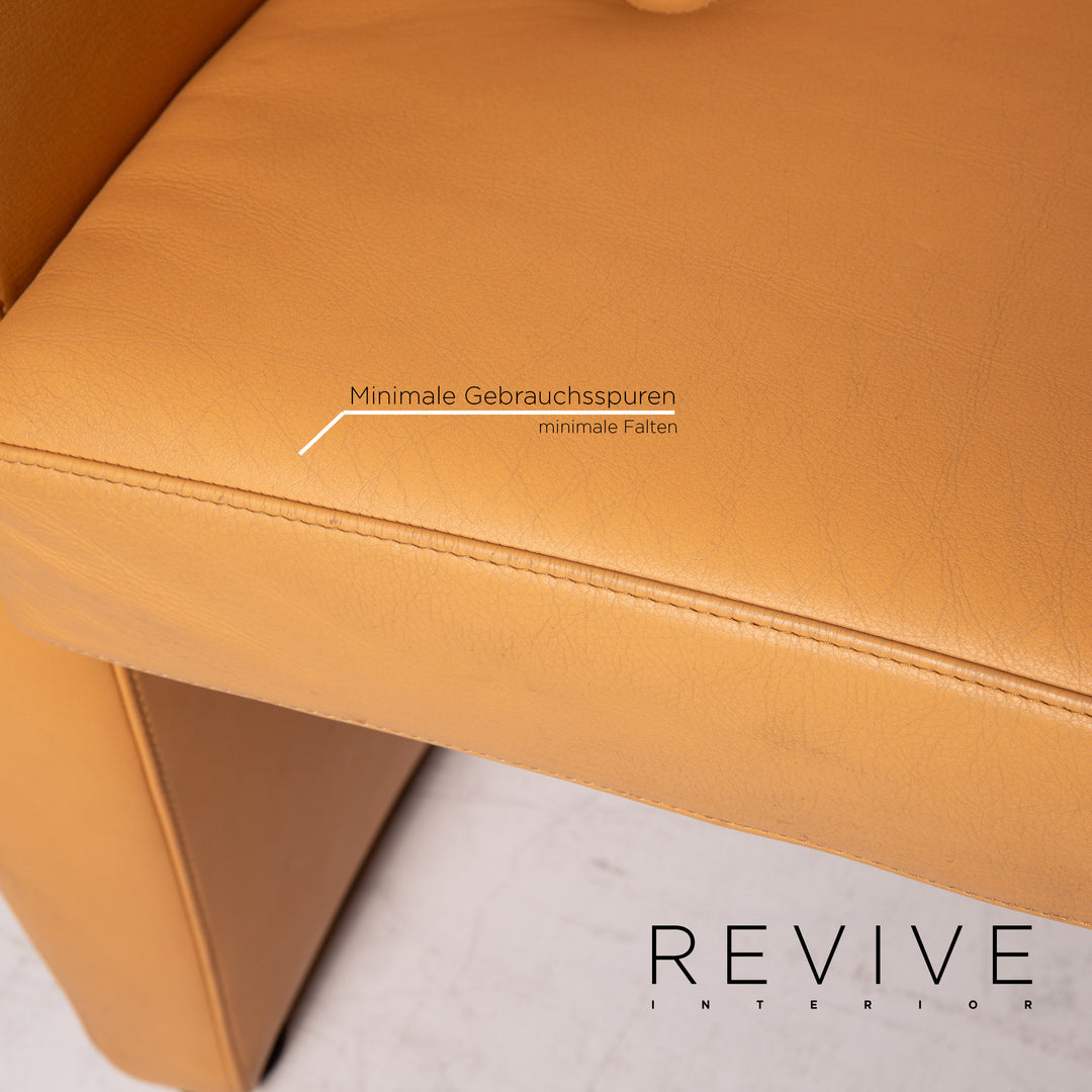 Leolux leather armchair set yellow ocher brown 2x armchair #15620