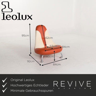 Leolux Leder Sessel Garnitur Orange Hocker #12855