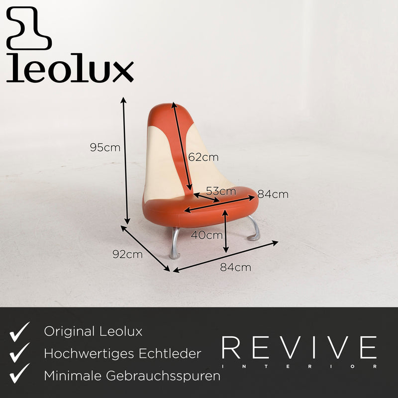 Leolux Leder Sessel Garnitur Orange Hocker 
