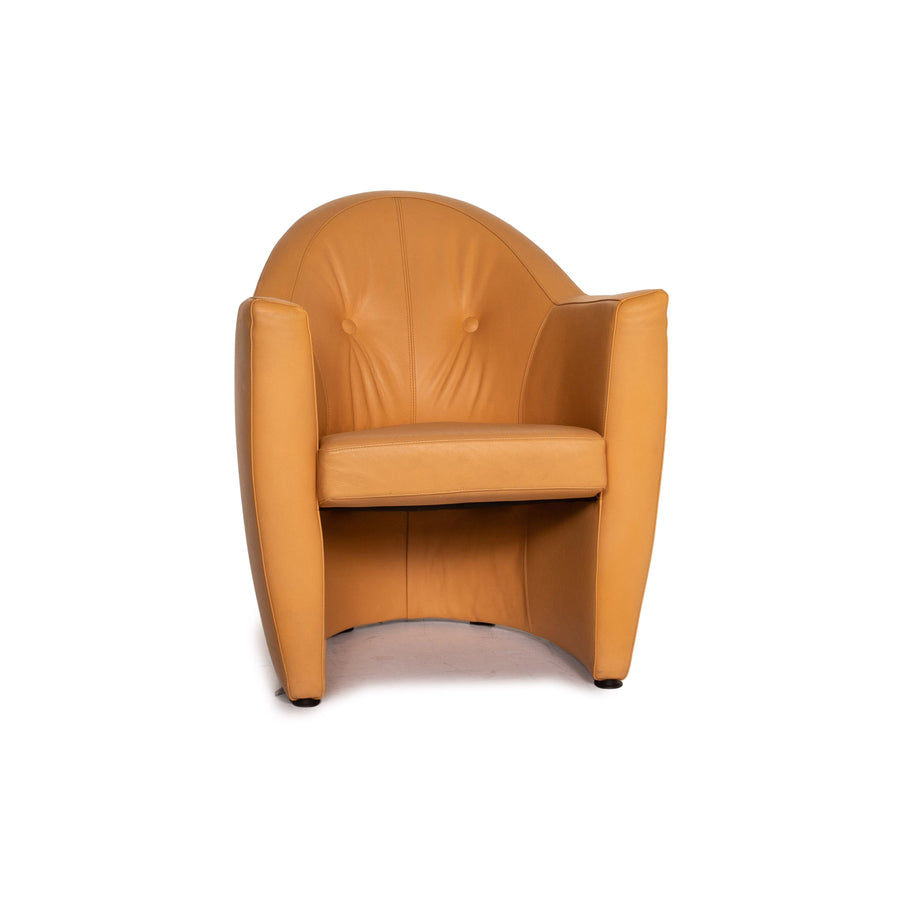 Leolux leather armchair yellow ocher brown #15619