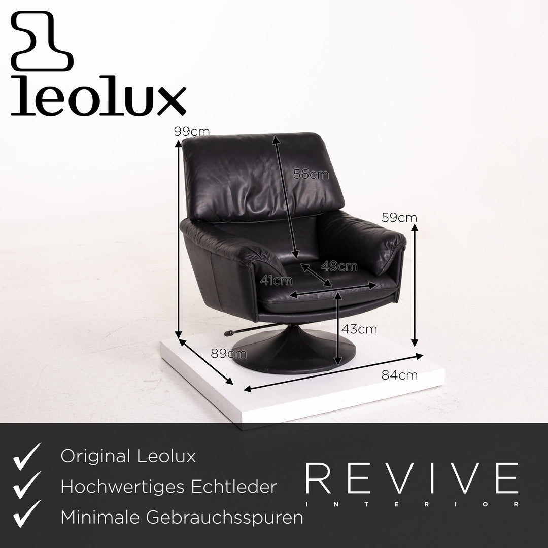 Leolux Leder Sessel inkl. Hocker Schwarz Funktion Relaxsessel #14731