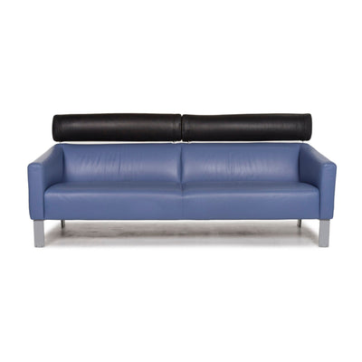 Leolux Leder Sofa Blau Dreisitzer Funktion Couch #13036