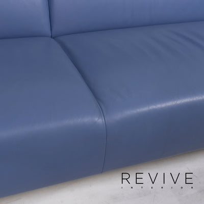 Leolux Leder Sofa Blau Dreisitzer Funktion Couch #13036