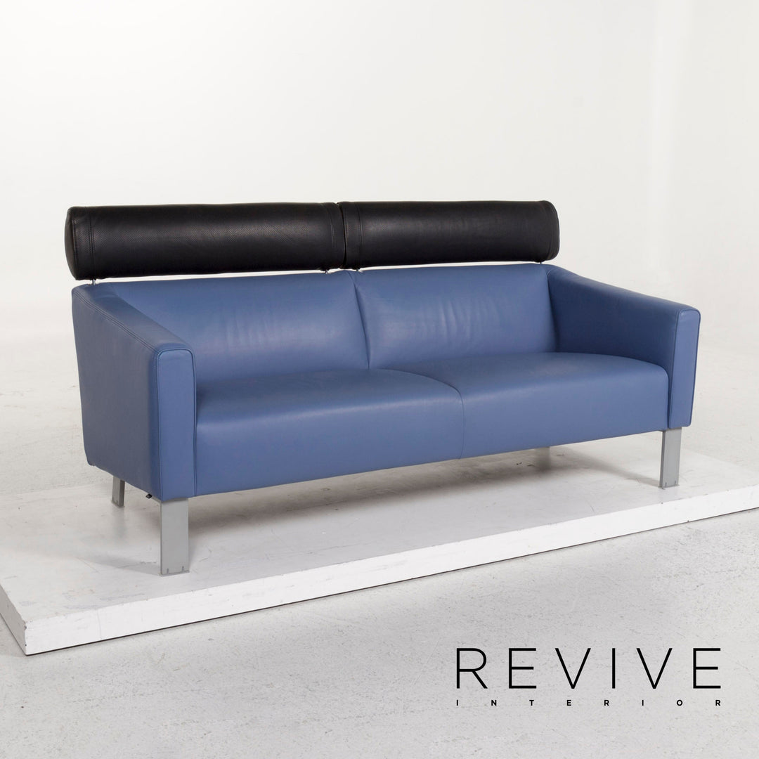 Leolux Leder Sofa Blau Zweisitzer Funktion Couch #12985