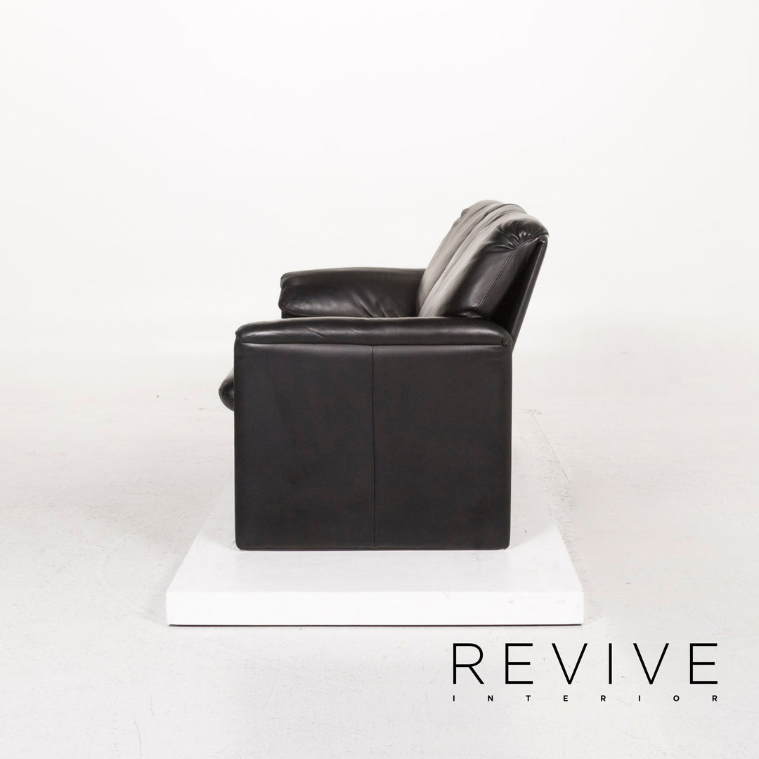 Leolux leather sofa set black 2x two-seater #12863