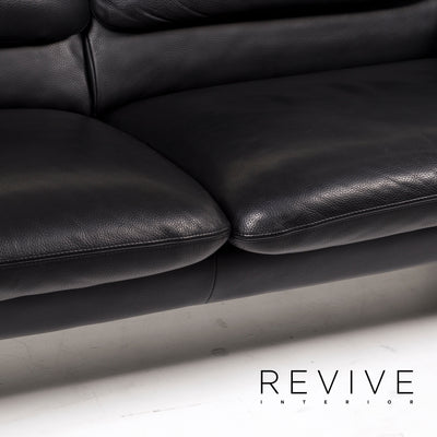 Leolux Leder Sofa Garnitur Schwarz 2x Zweisitzer #12863