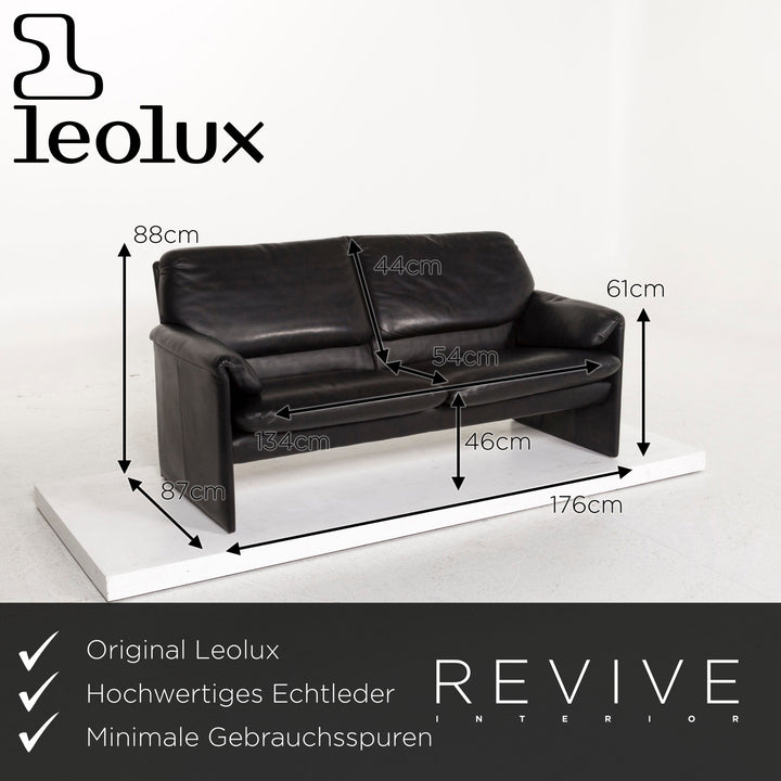 Leolux leather sofa set black 2x two-seater #12863