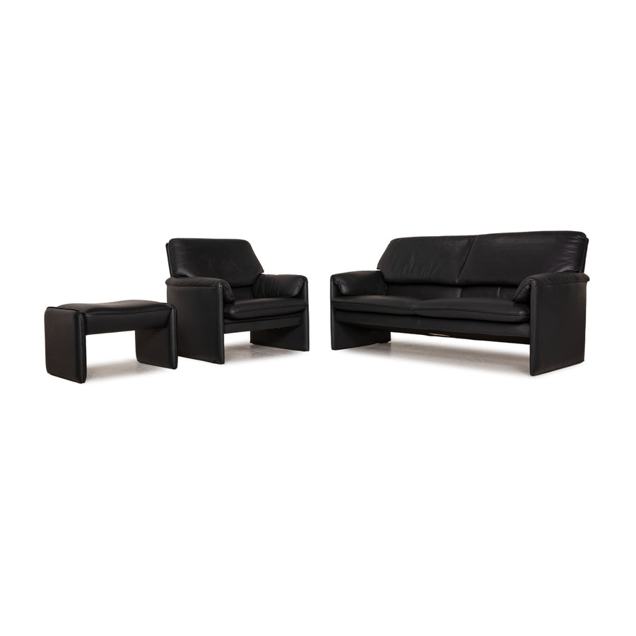 Leolux leather sofa set black two-seater armchair stool