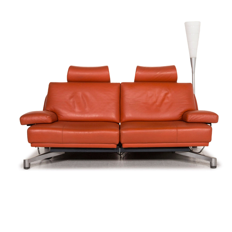 Leolux leather sofa incl. lamp orange two-seater lamp couch #12754