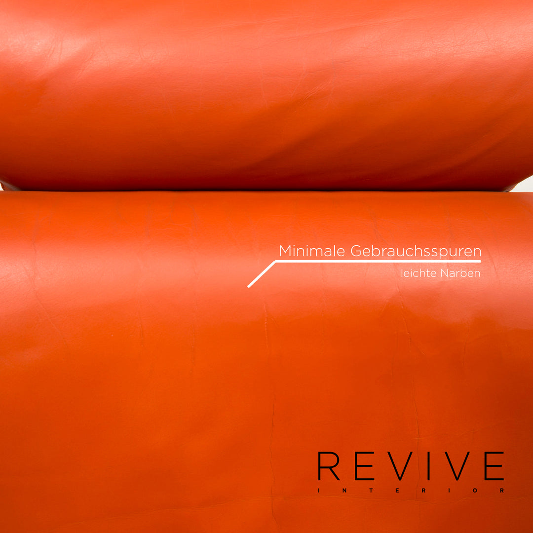 Leolux Leder Sofa inkl. Leuchte Orange Zweisitzer Lampe Couch #12754