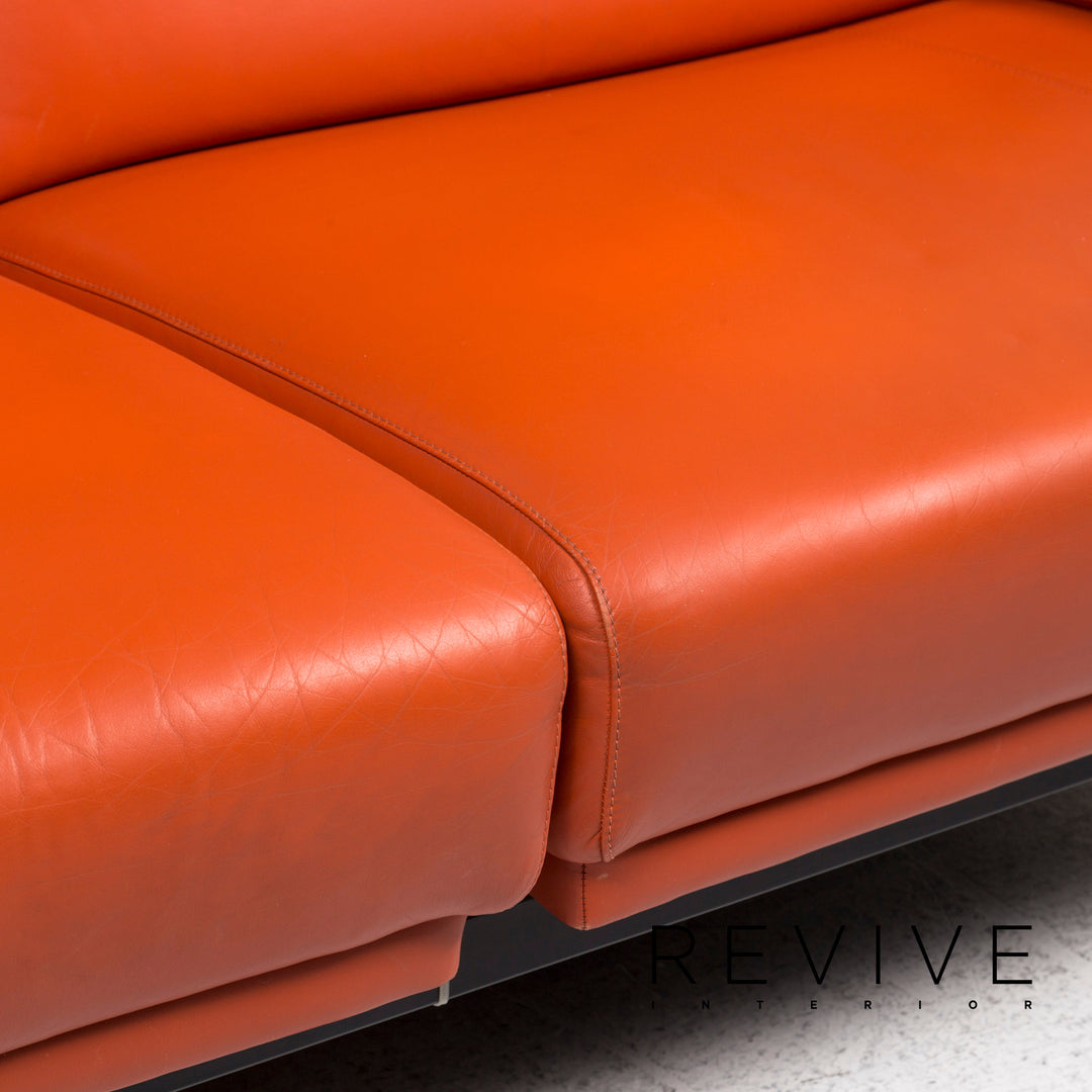 Leolux Leder Sofa inkl. Leuchte Orange Zweisitzer Lampe Couch #12754