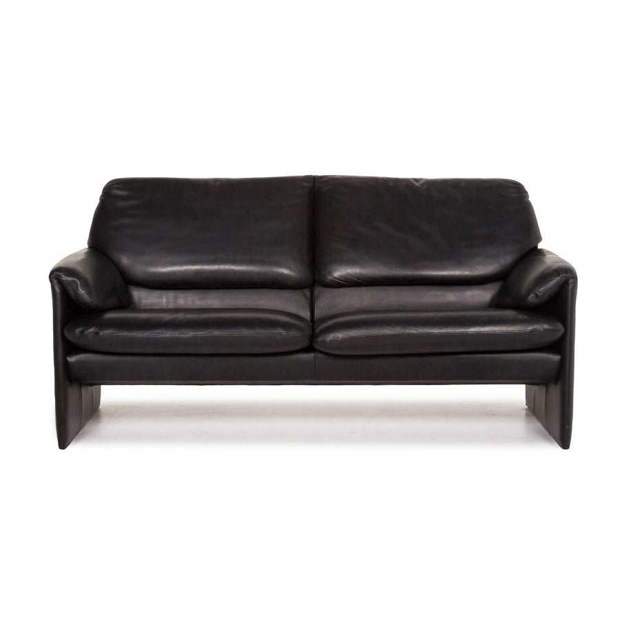 Leolux Leather Sofa Black Two Seater Couch #12862