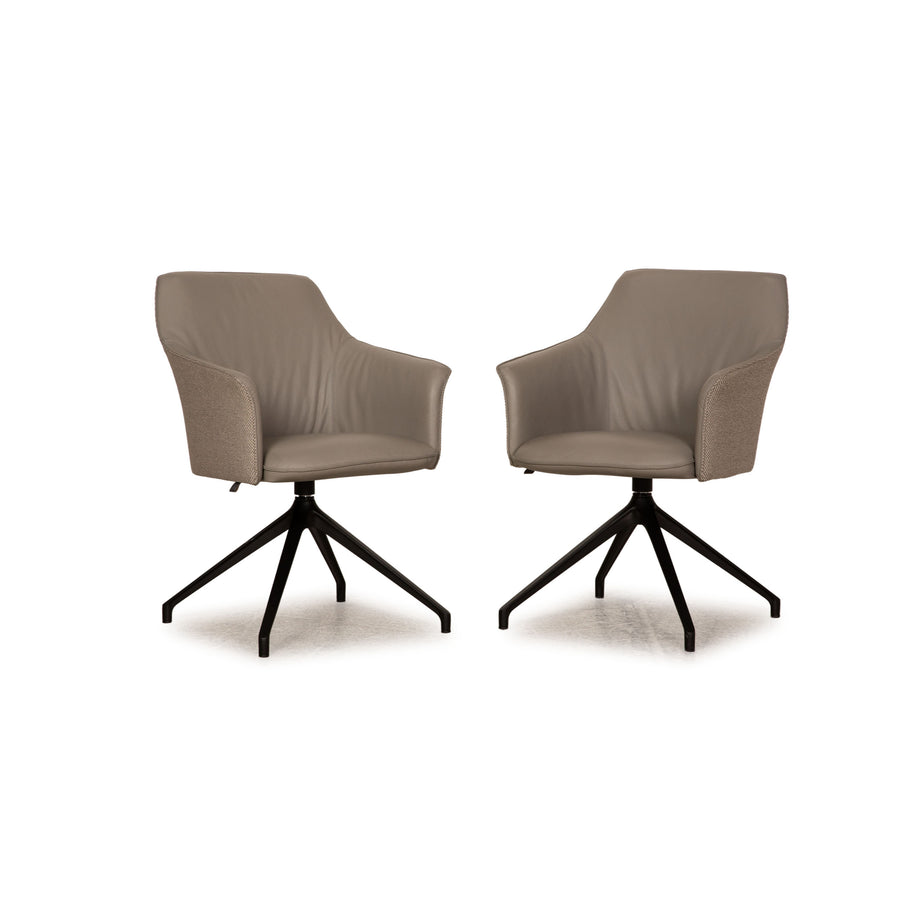 Leolux Mara leather chair set Grey