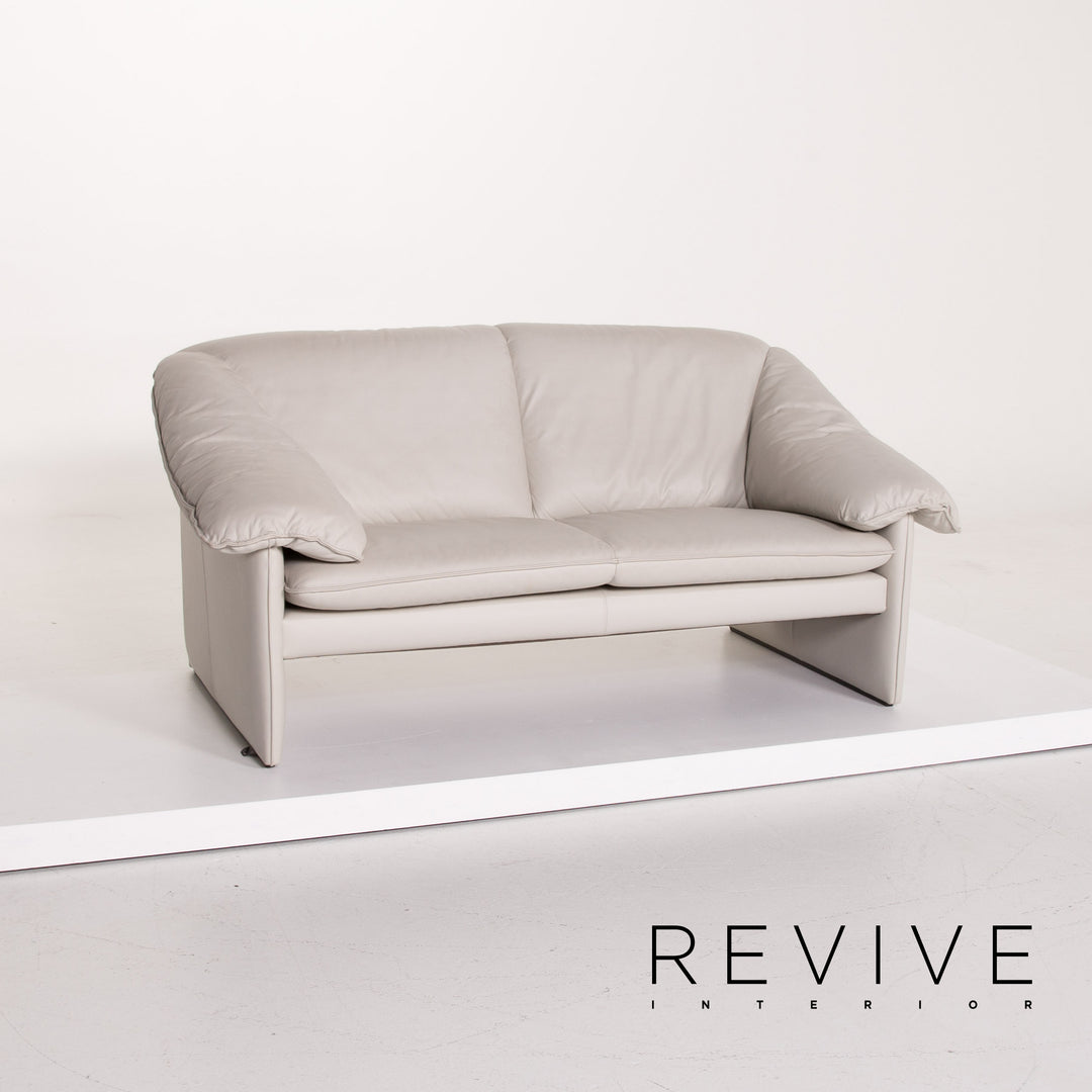 Leolux Mellow-Mink Leder Sofa Garnitur Grau Zweisitzer Sessel #14153