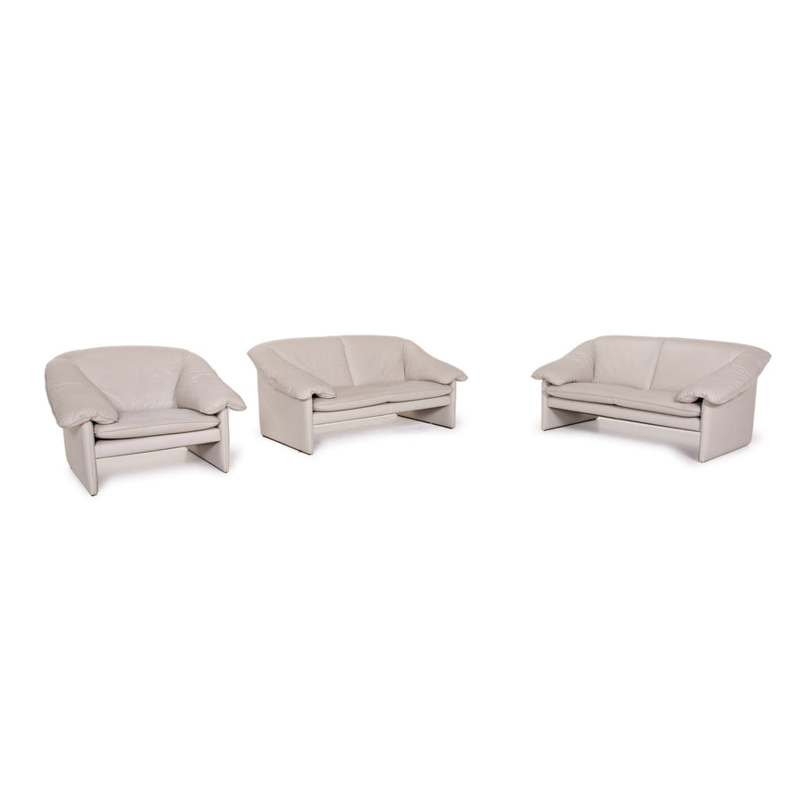 Leolux Mellow-Mink Leder Sofa Garnitur Grau Zweisitzer Sessel #14153