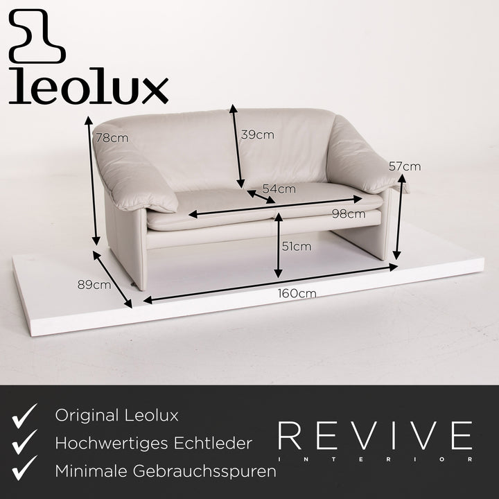 Leolux Mellow-Mink Leder Sofa Grau Zweisitzer #14151