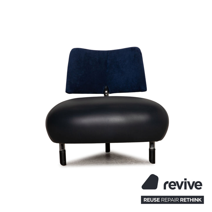 Leolux Pallone leather armchair blue fabric anthracite