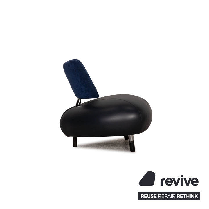 Leolux Pallone leather armchair blue fabric anthracite