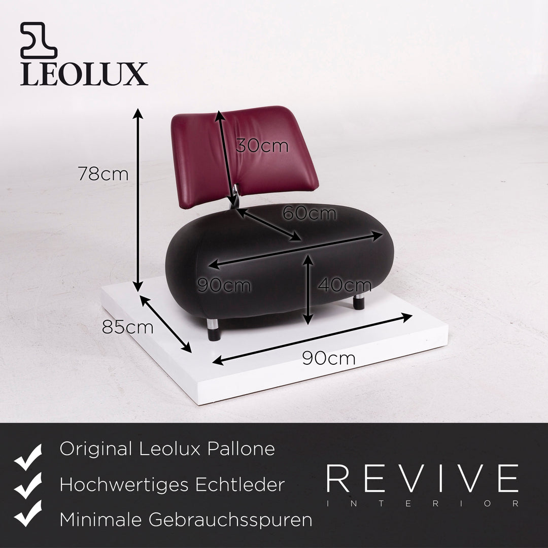 Leolux Pallone Leder Sofa Garnitur Schwarz Lila 2x Zweisitzer 1x Sessel #11671
