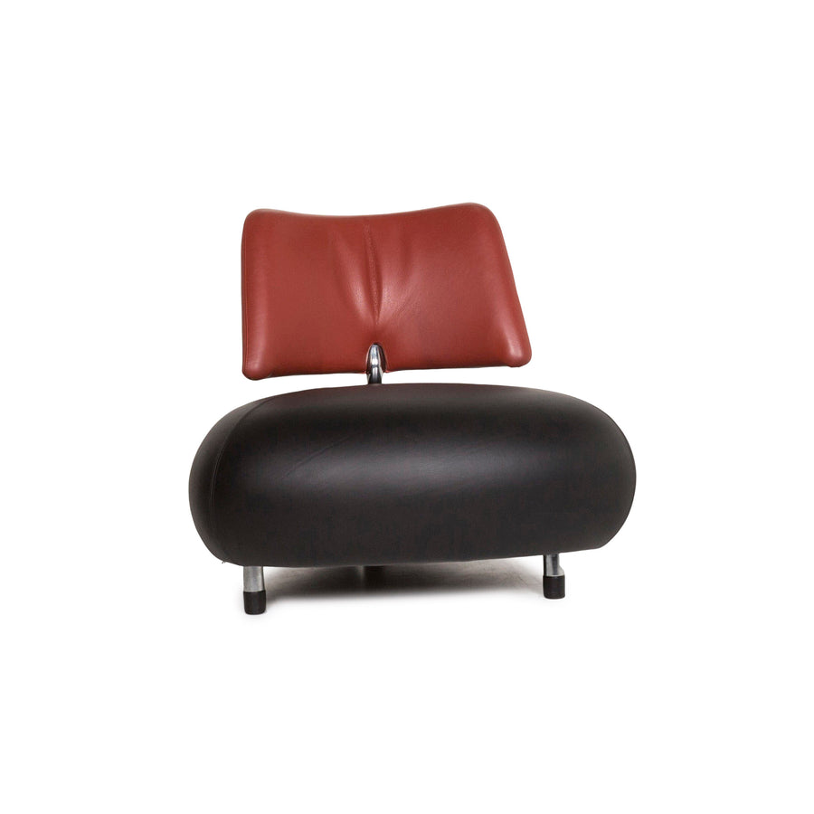 Leolux Pallone Leather Armchair Black Rust Red #12971