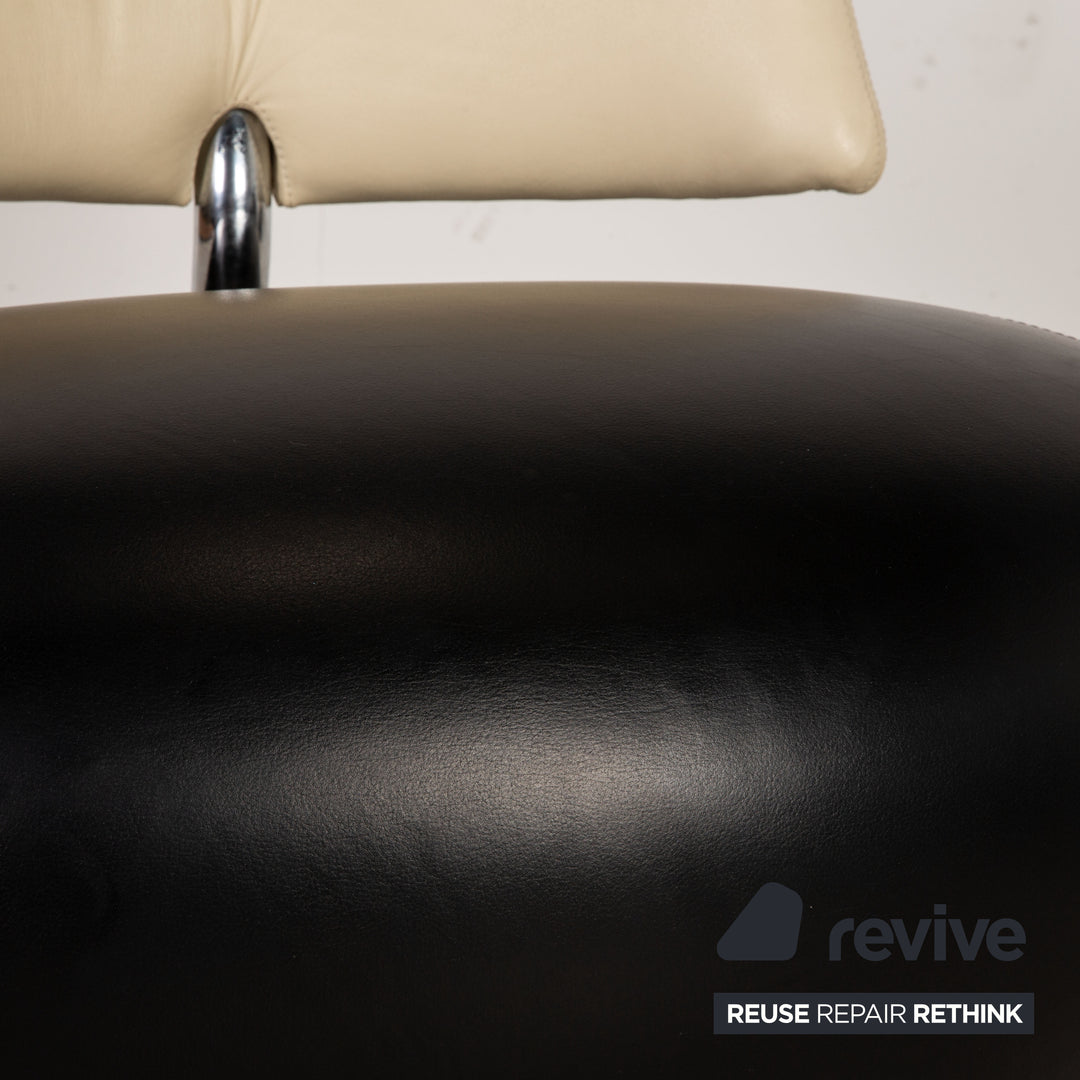 Leolux Pallone Leder Sessel Schwarz Weiß Stuhl