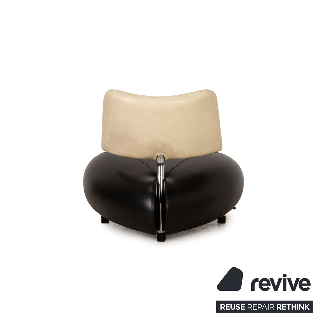 Leolux Pallone Leather Armchair Black White chair